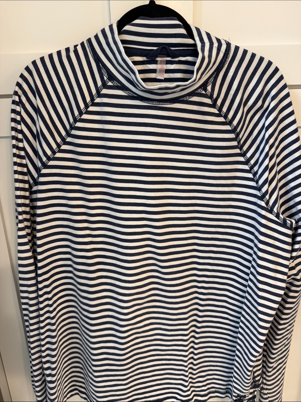 FP Movement by Free People Navy & White Striped Mock Neck Pullover - Picture 4 of 6